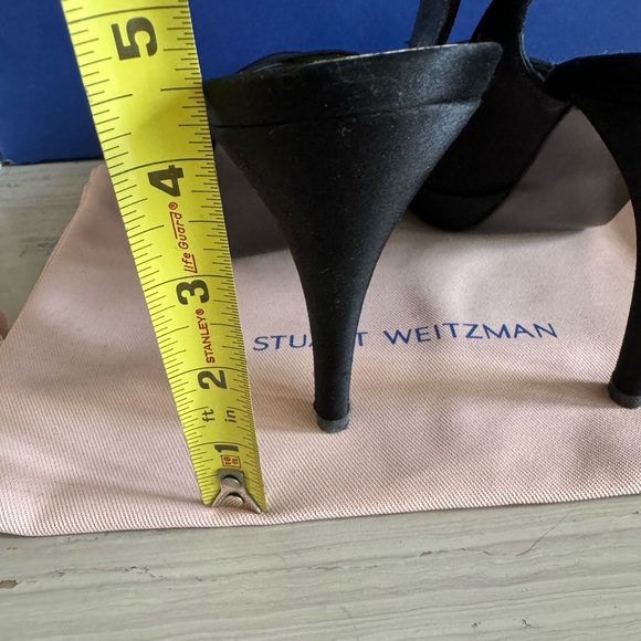 Stuart Weitzman Black Satin Slingback Evening Shoes - Picture 4 of 8